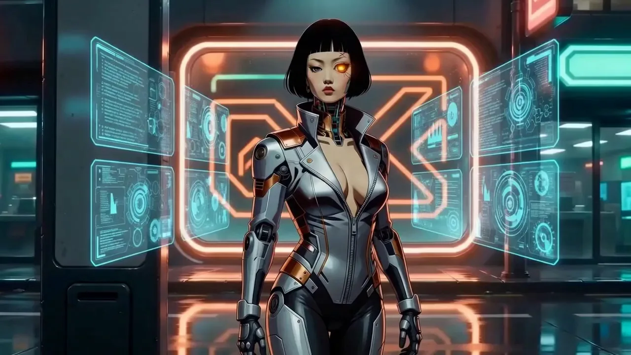 Bandit Brands cyberpunk heroine, transitioning into the six creative departments